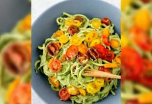 Healthy fat loss recipe: Zucchini pasta with avocado sauce