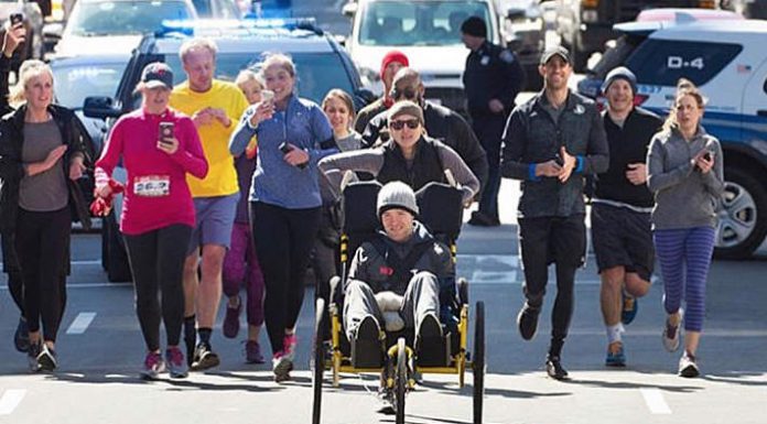 This Woman Ran 26.2 Miles Across the Boston Marathon Route While Pushing Her Quadriplegic Boyfriend